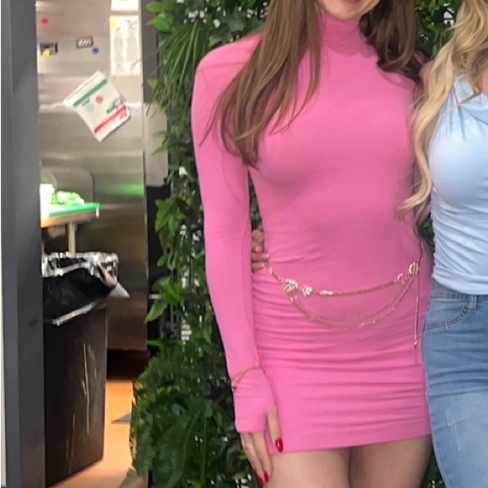 ATM Anthony Thomas Melillo Pink Long Sleeve Dress